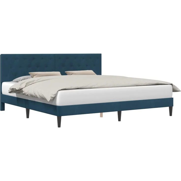 vidaXL Bettrahmen mit Kopfteil Blau 180 x 200 cm Samt 42027684 – Bild 2