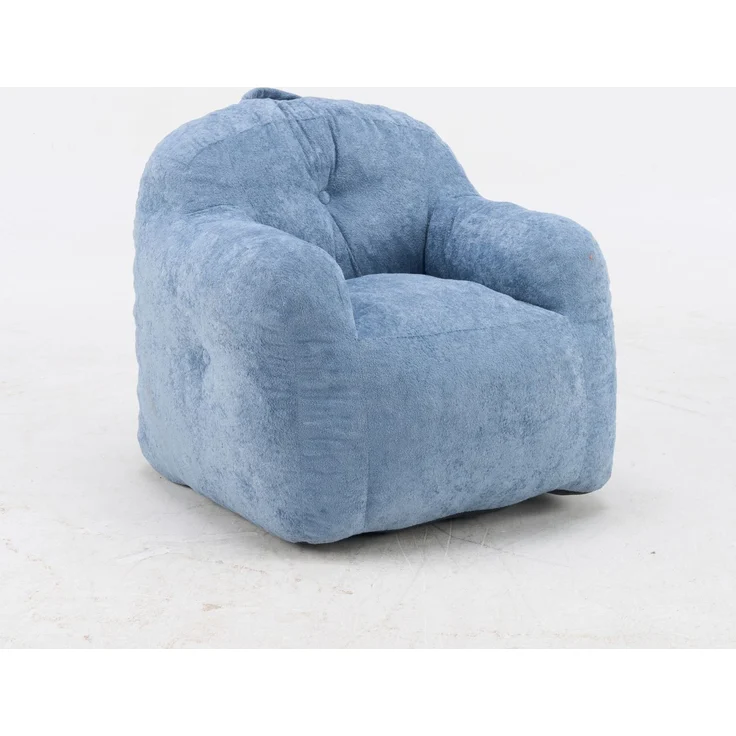 Sitzsack-Sessel aus Kunstfell mit ergonomischer Rückenlehne, 95×95×79 cm, Blau – Bild 3