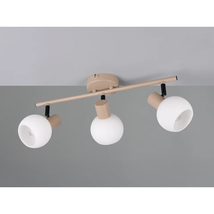 LED Deckenstrahler 3-flammig aus Metall in Beige mit Glasschirmen, Breite 45cm – Bild 4
