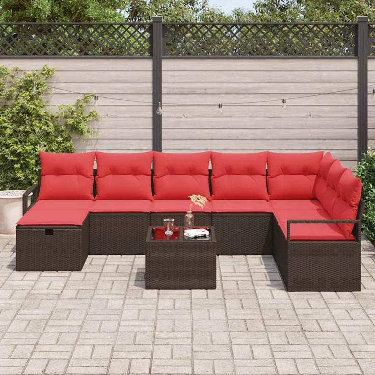 vidaXL Sofa Set 9 stk. Braun Poly-Rattan 3359243 – Bild 3