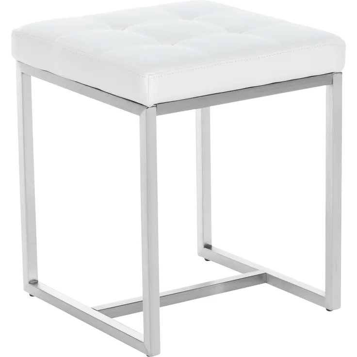 Sitzhocker VELAN - Kunstleder Weiß 40x40x48 cm | Hocker Schlafzimmer Polsterhocker Wohnzimmer Sitzbank Esszimmer