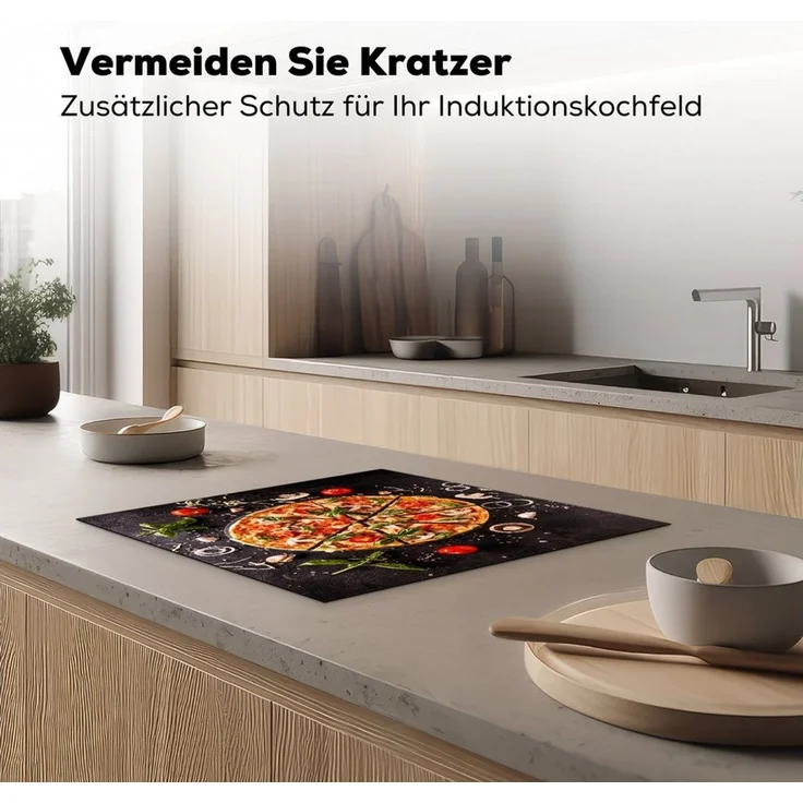 MuchoWow Herd-Abdeckplatte Pizza - Gemüse - Kräuter - Küche - Industrie, Vinyl, (1 tlg), Herdabdeckplatten für Ceranfeld, Induktionsschutz, 65x55 cm – Bild 3