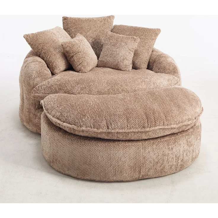 Abrihome Sessel mit Kissen und Verstellfunktion, Braun, 190,5x138x63 cm – Bild 4