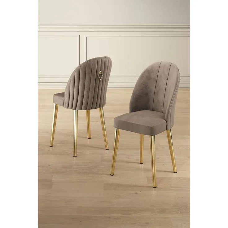 Skye Decor 'Mara - Cappuccino, Gold' Stuhlset (2-teilig), Cappuccino / Gold, 44 x 90 x 42 cm