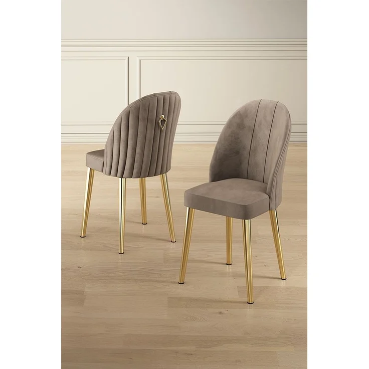 Skye Decor 'Mara - Cappuccino, Gold' Stuhlset (2-teilig), Cappuccino / Gold, 44 x 90 x 42 cm – Bild 1