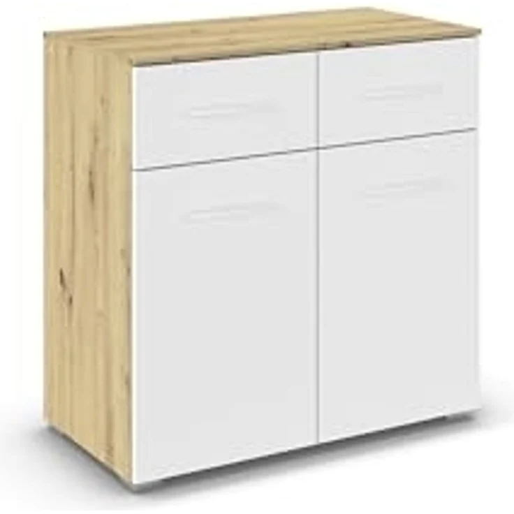 rauch Aditio Box, Kommode, 2-türig, 2 Schubladen, mit Softclose-Funktion, Farbe Weiß/Eiche Artisan, BxHxT 80x81x42cm – Bild 1