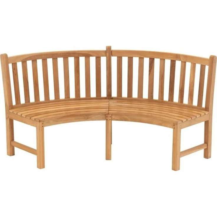 Lesli Living Gartenbank Gartenbank Bank rund Teak-Holz 200 x 53 x 92 cm – Bild 4