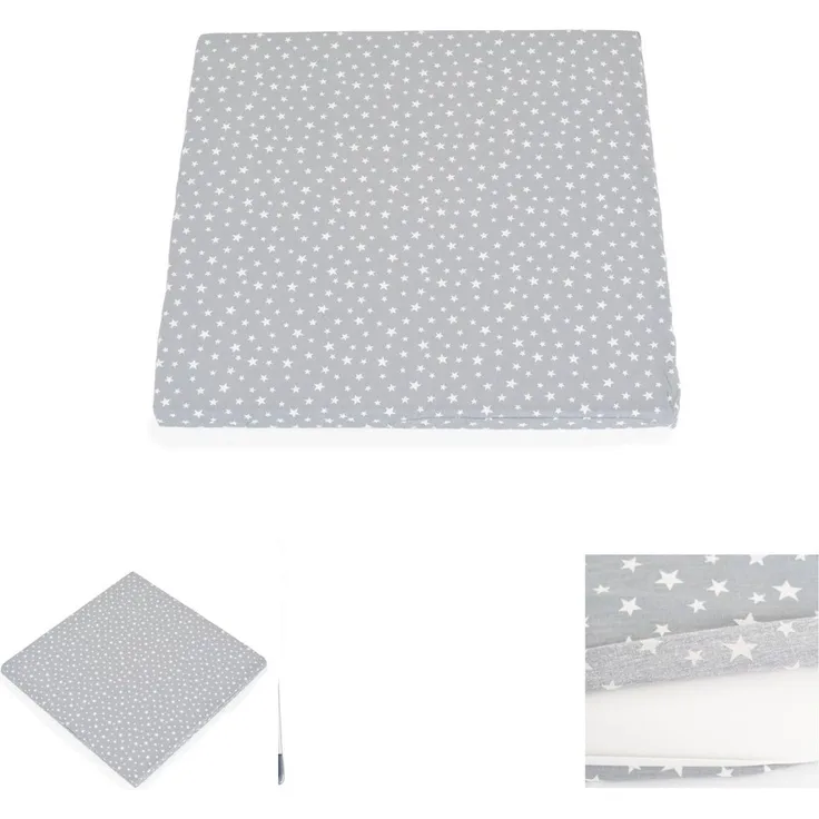 Moni Laufgittermatratze Comfort 88 x 88 x 5 cm, Babybettmatratze, Bezug waschbar grau sterne