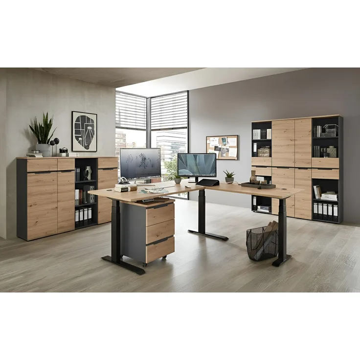 Komplettbüro MEMPHIS XI 8-teilig Front Artisan Eiche Korpus Graphit