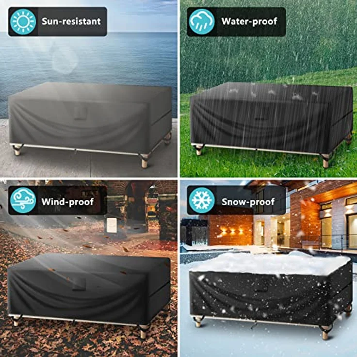 SIRUITON 213 x 132 x 74 cm Gartenmöbel Abdeckung mit Belüftungsöffnungen, Wasserdicht, Winddicht, UV-Beständiges, Schwerlast,Reißfest 420D Oxford Abdeckplane Gartenmöbel, Abdeckung Gartenmöbel Winterfest – Bild 10