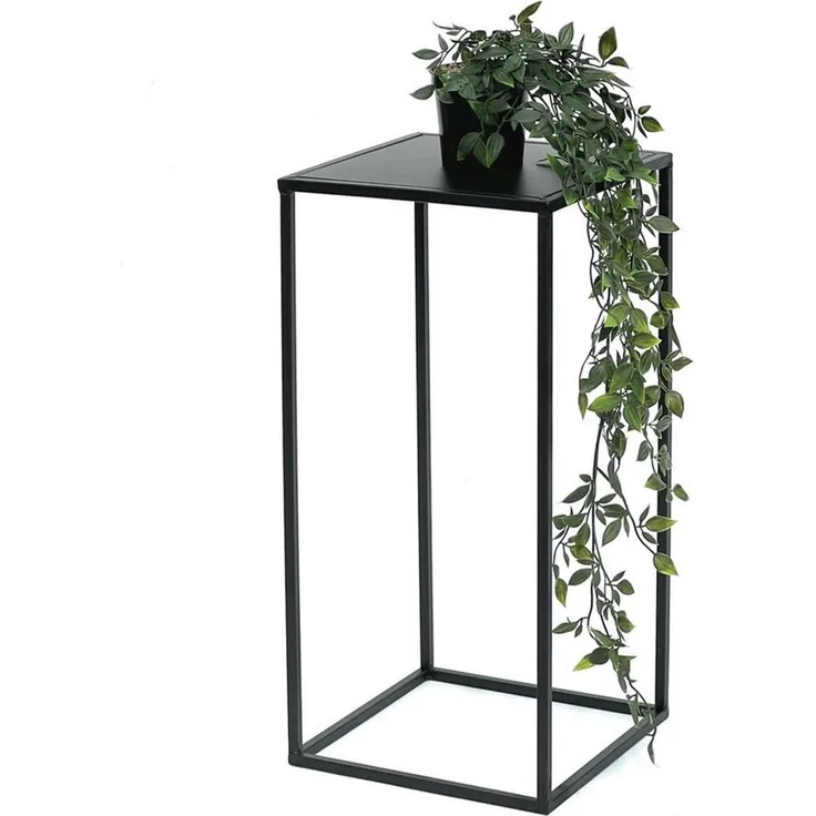 DanDiBo Blumenhocker Metall Schwarz Eckig 60 cm Blumenständer Beistelltisch 96312 L Blumensäule Modern Pflanzenständer Pflanzenhocker