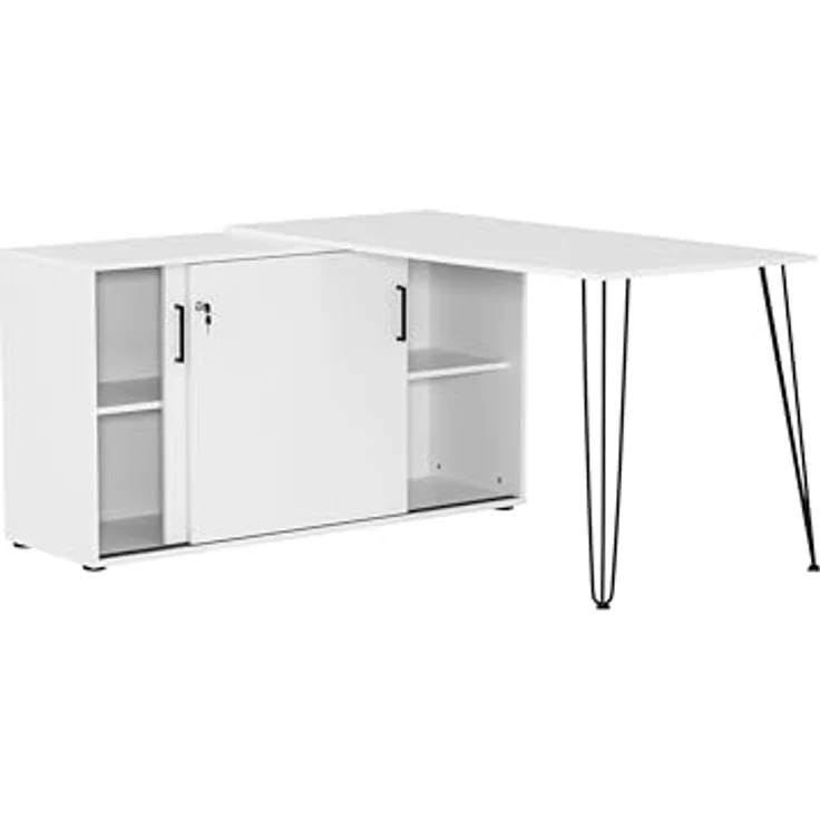 Schildmeyer Ekko Eckschreibtisch, Holzwerkstoff, mattweiß, 130 x 145 x 73,8 cm – Bild 4