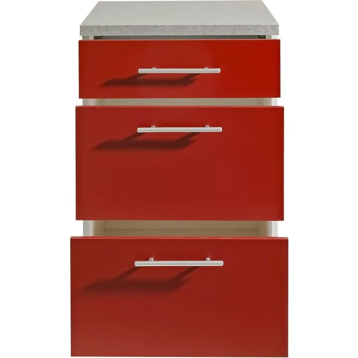 wiho Küchen Unterschrank Kiel 50 cm breit, Tiefe 50 cm, mit 2 großen Auszügen und 1 Schublade – Bild 3