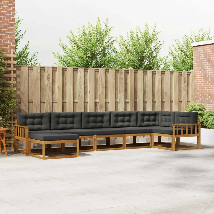 vidaXL Outdoor-Sofagarnitur 7 stk. 7-Sitzer Natur und Anthrazit 3367890 – Bild 1