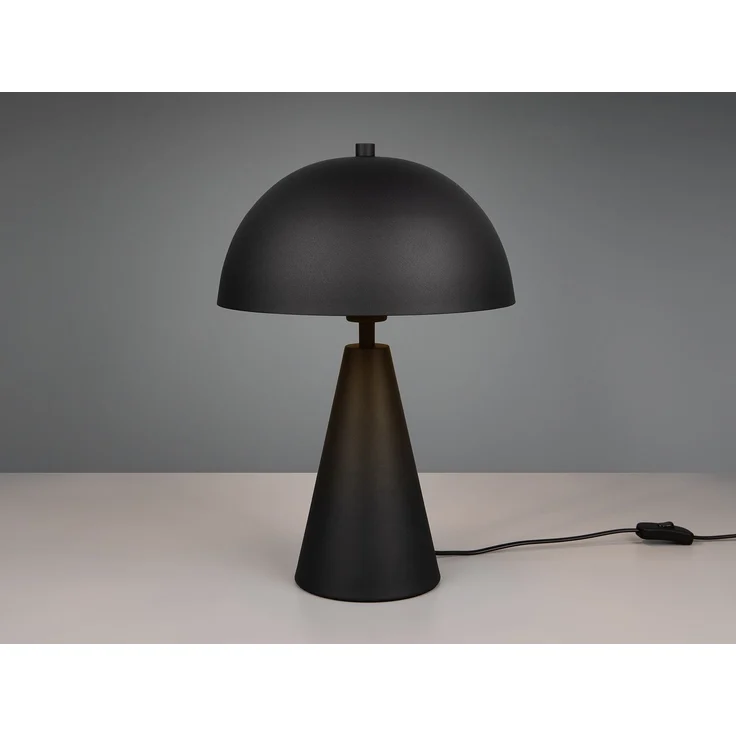 Große LED Tischleuchte in Pilzform aus Metall Schwarz, Höhe 43cm – Bild 3