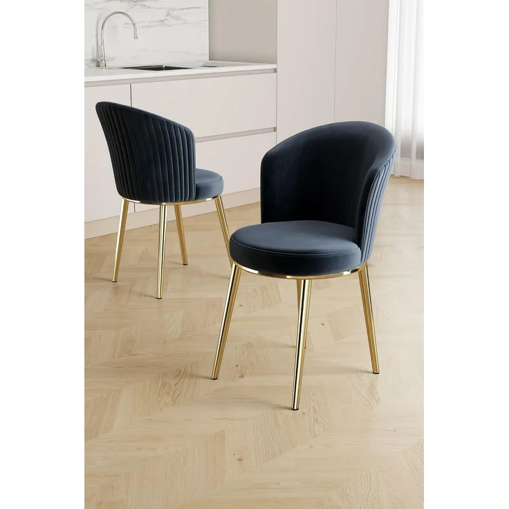Skye Decor 'Risa - Anthracite, Gold' Stuhlset (6-teilig), Anthrazit / Gold, 45 x 87 x 41 cm – Bild 2