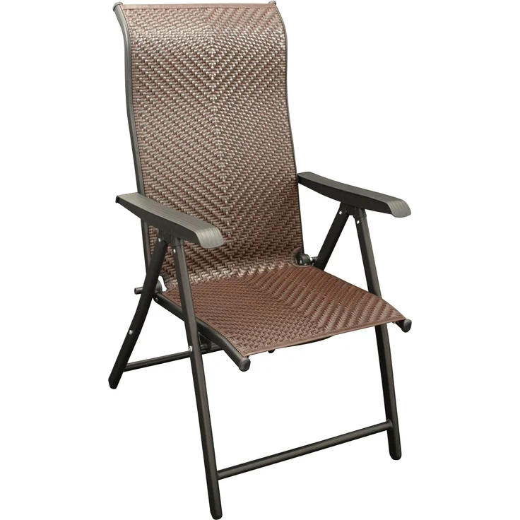 DEGAMO ANTIBES Hochlehner Klappsessel, Metall + Polyrattan, braun, 57cm – Bild 1