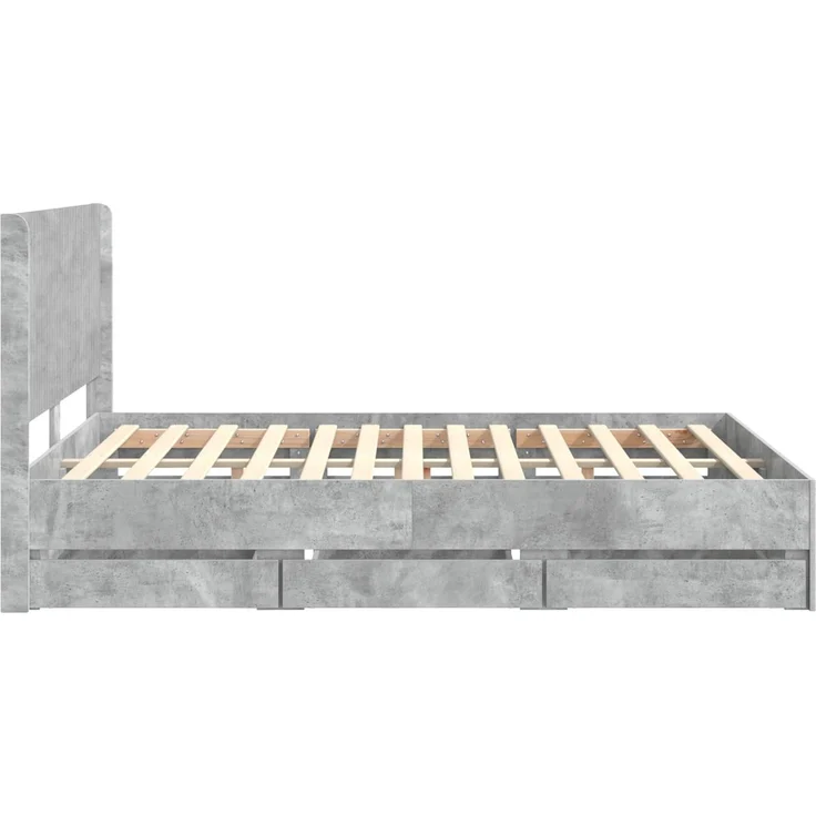 vidaXL Bettgestell mit Stauraum und Kopfteil Betongrau 140 x 190 cm 3413950 – Bild 7