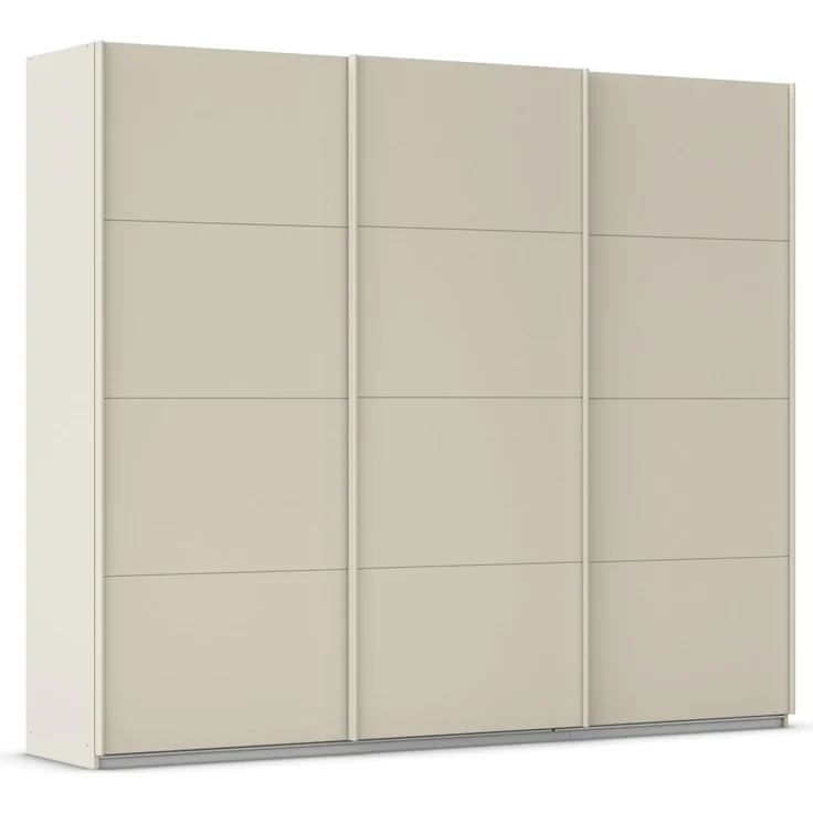 Rauch Möbel Kulmbach, Kleiderschrank mit Schwebetüren für Schlafzimmer, Kinderzimmer, Garderobe, Flur, 3-türig, mit Soft-Close-Funktion, Zubehör Premium, Farbe Beige, Breite 271 cm