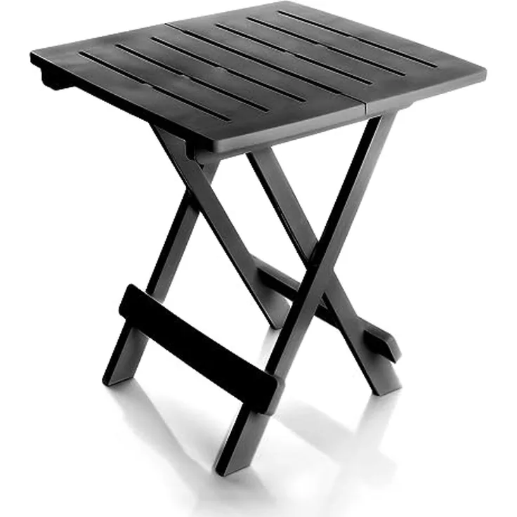 BigDean Klapptisch klein in anthrazit aus Kunststoff LxBxH 45x43x50cm – wetterfester Campingtisch - Beistelltisch In- und Outdoor geeignet - Kleiner Esstisch Gartentisch Balkontisch – Made in Europe