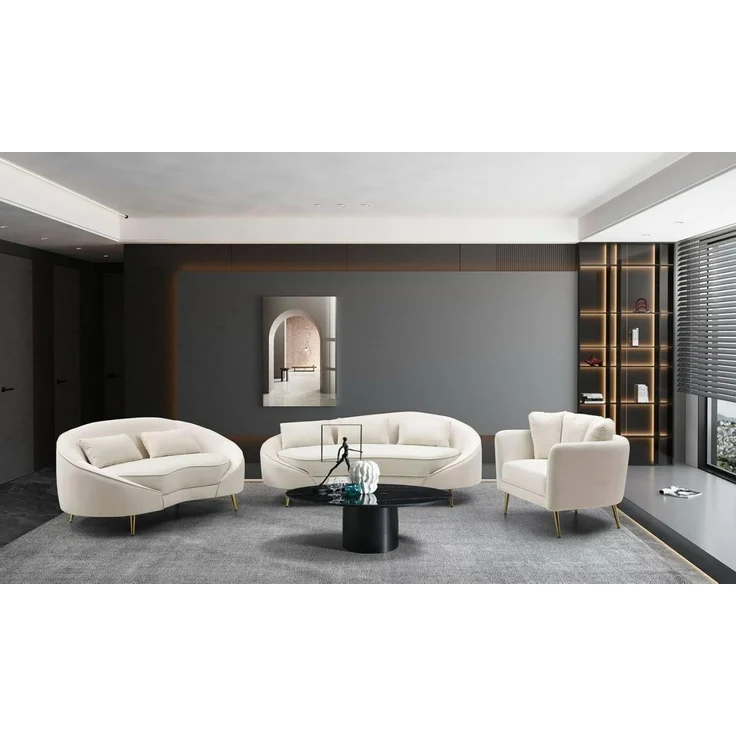 Dmora Sofa 3-Sitzer Pace 185x84 cm Weiß, Kissen Inklusive – Bild 4