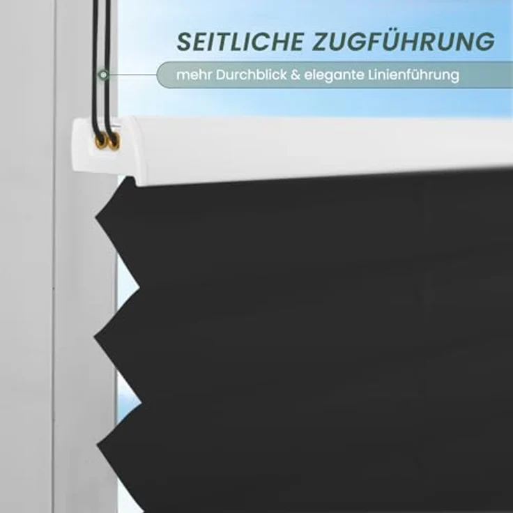 Buseu Plissee Klemmfix, 95x130cm (BxH), Schwarz, Lichtdurchlässig, ohne Bohren, einfach zu montieren, ideal für Fenster & Tür – Bild 4