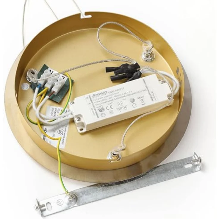 Lucande LED-Pendellampe Hayley, Ø 25 cm, 3-flg., gold, Blasenglas, für Esstisch – Bild 8