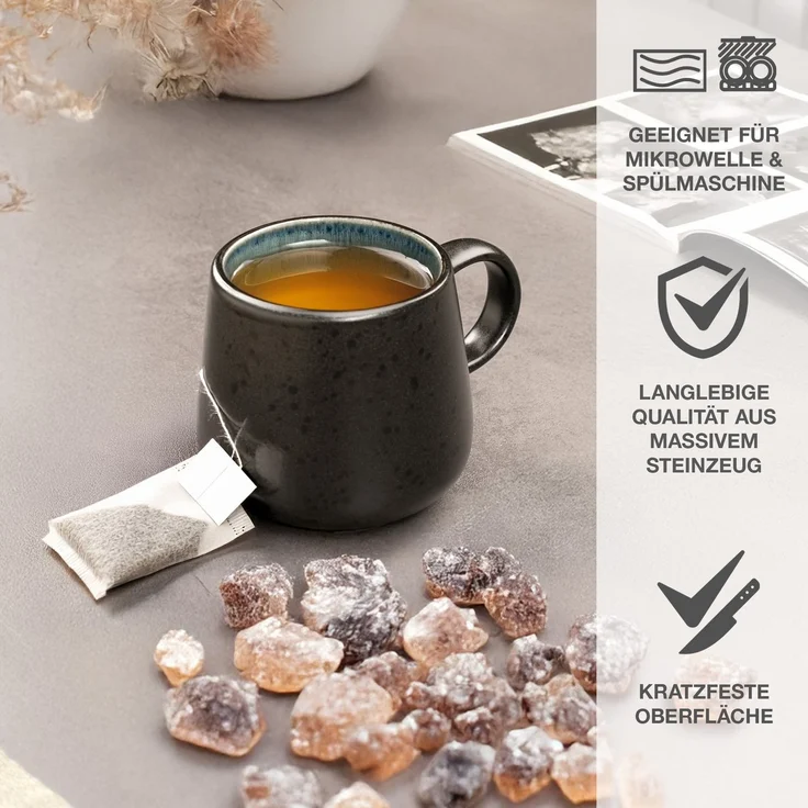 Moritz & Moritz SOLID Kaffeebecher 6er - Schwarz/Blau – Bild 2