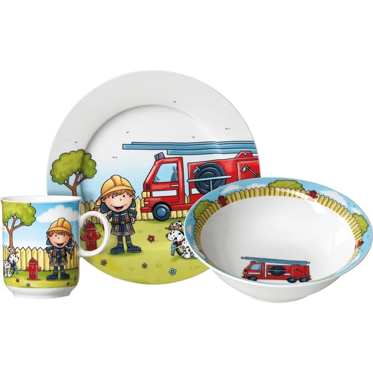 Ritzenhoff & Breker Kindergeschirr-Set Feuerwehrmann Bernie (3-tlg), 1 Personen, Porzellan