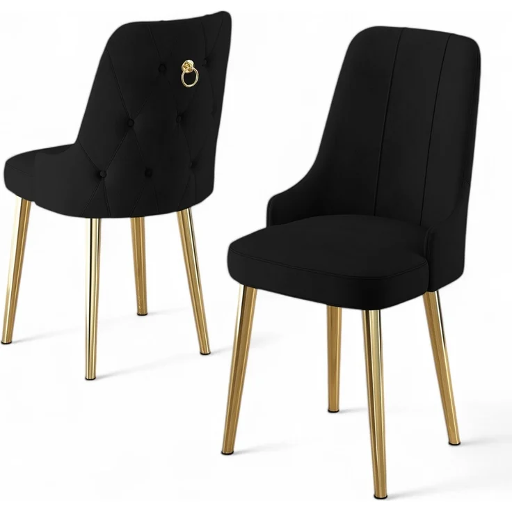 Skye Decor 'Newa - Black, Gold' Stuhlset (2-teilig), Schwarz / Gold, 46 x 94 x 46 cm – Bild 2