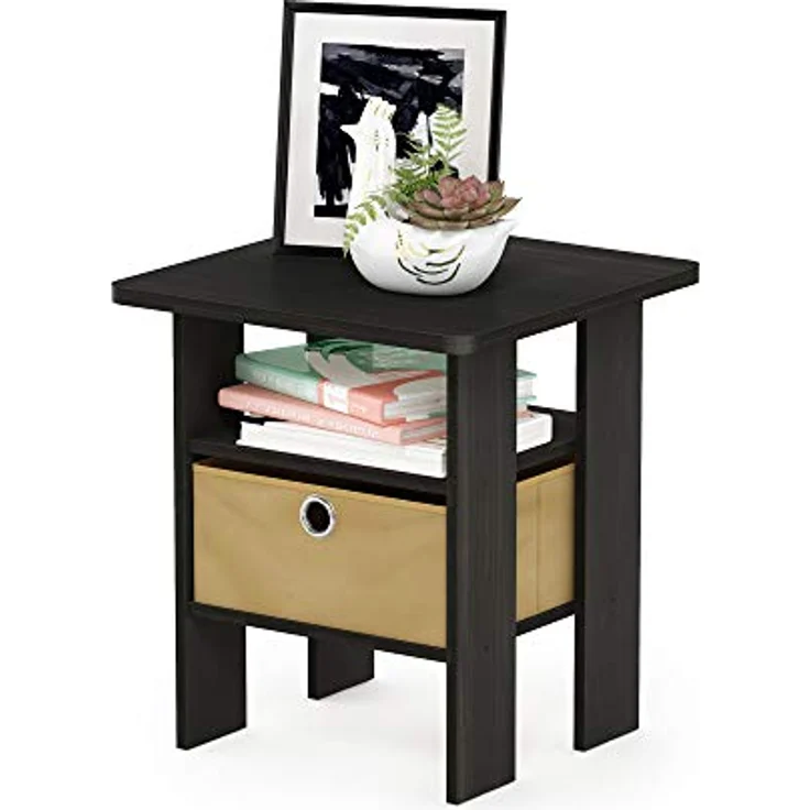 Furinno Andrey Beistelltisch Nachttisch mit Schublade, Espresso/Braun – Bild 2