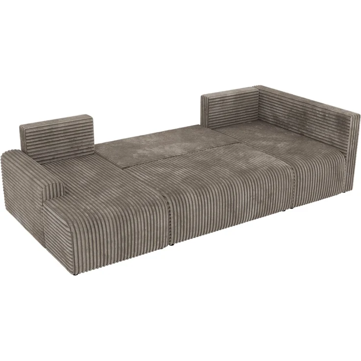 U-förmiges Sofa NESSARO COR U mit Schlaffunktion und Bettkasten, Freistehende Wohnlandschaft, DL-System, Bonellfederkern - Hellbraun Cord - Rechts Seite – Bild 10