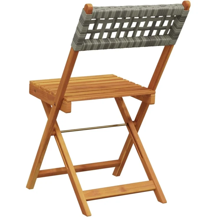 vidaXL Gartenstühle 6 Stk. Klappbar Grau Poly Rattan & Massivholz 3214596 – Bild 6