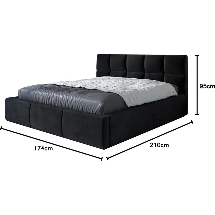 Polsterbett CARLOS-OM 160x200 mit Bettkasten und Lattenrost. Farbe: Schwarz 20 – Bild 2