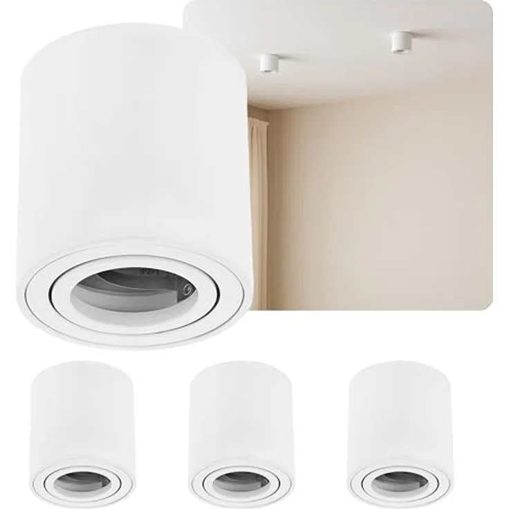 Sweet LED Aufbauleuchte 4er Set GU10 rund Deckenspots weiß Aluminium schwenkbar 230V, schwenkbar, ohne Leuchtmittel, Aufbaustrahler LED, Aufbauspot, Deckenstrahler – Bild 2
