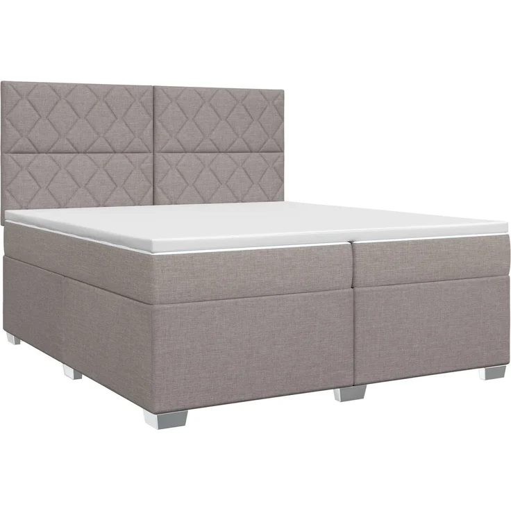 vidaXL Boxspringbett mit Matratze Taupe 200 x 200 cm Stoff 3453497 – Bild 2