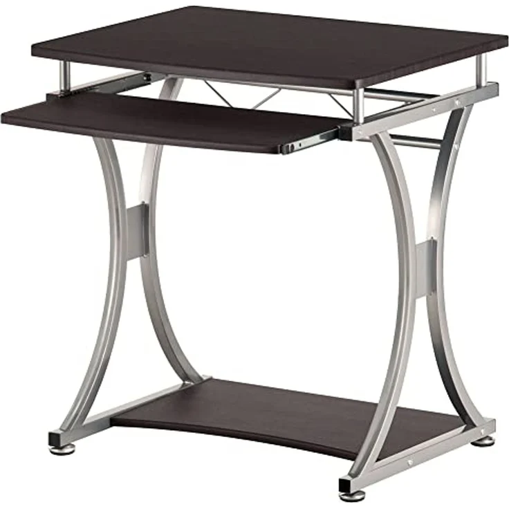 BAKAJI Schreibtisch mit ausziehbarem Tastaturständer und Ablage für den Arbeitsplatz, Computer, aus Metall und MDF-Holz, Einrichtung, Zuhause, Büro, Kinderzimmer, modernes Design, kompakt, Farbe Braun – Bild 4