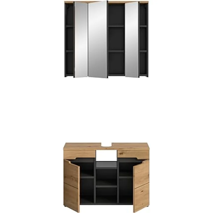 Xonox Canu Badkombination (B/H/T: 80x193x34 cm) in Basalt grau Nachbildung und Artisan Nachbildung – Bild 6