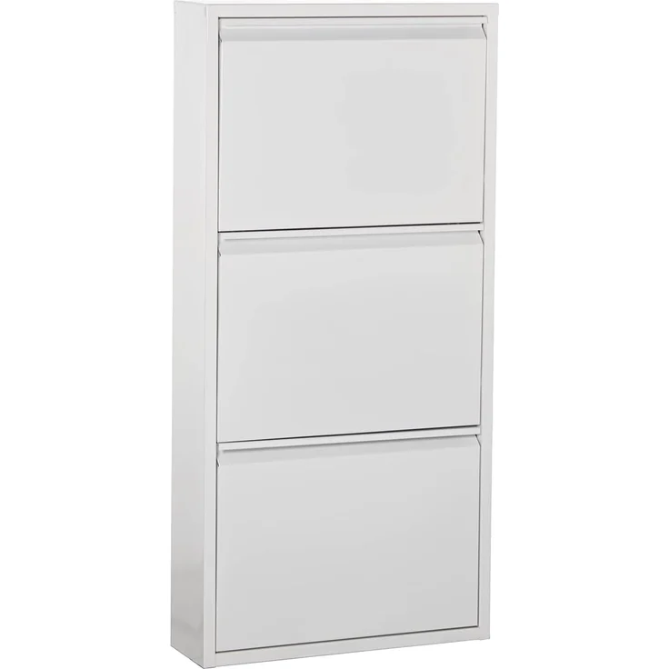 DRW Schuhregal aus Metall mit 3 Klapptüren, 50 x 15 x 103 cm – Bild 1