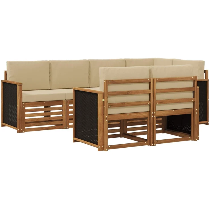 vidaXL Outdoor-Sofagarnitur 7 stk. 7-Sitzer Natur und Beige 3384464 – Bild 2