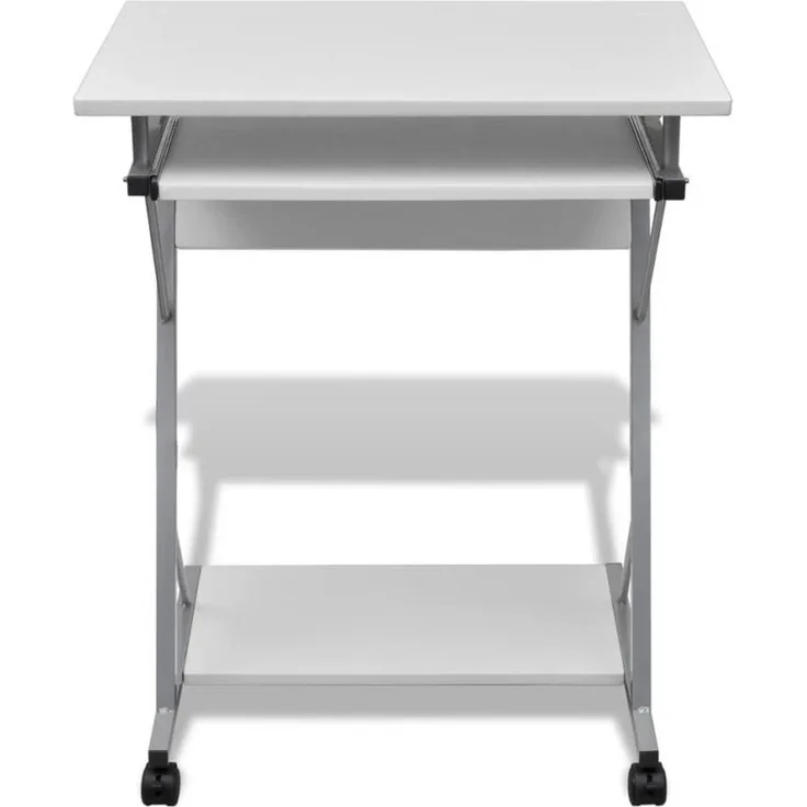 Computertisch Computerwagen PC Tisch Bürotisch Laptop auf Rollen weiß 20053