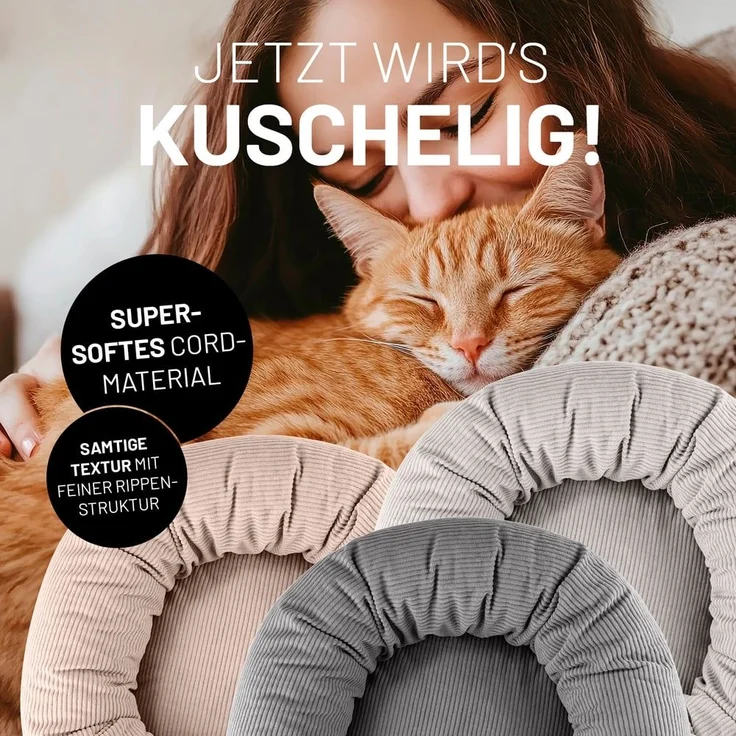 Lumaland Katzenbett Cord 60x20cm grau vakuumiert – Bild 5