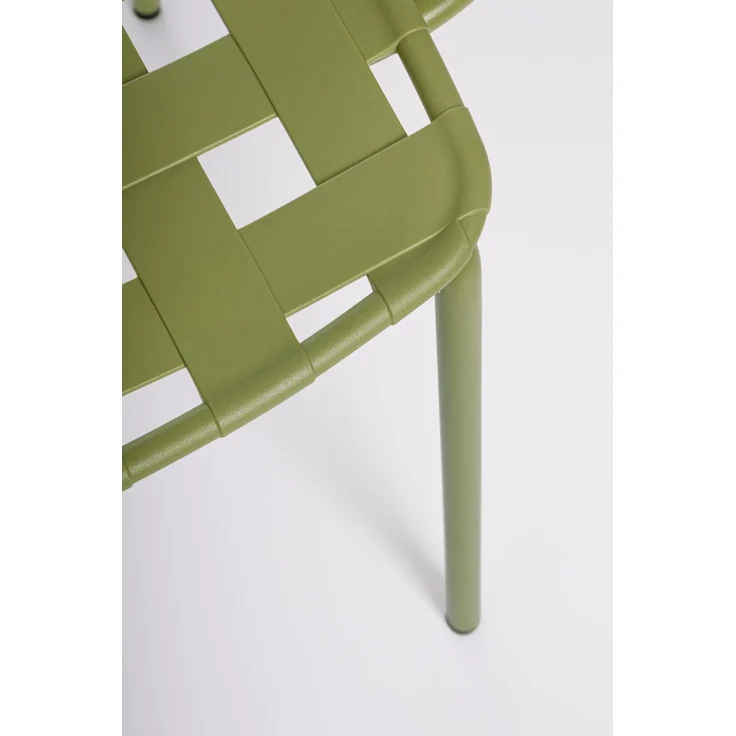 Gartenstuhl Clover 4er-Set mit Armlehne, Metall und Polypropylen Geflecht, modern, grün, stapelbar – Bild 6