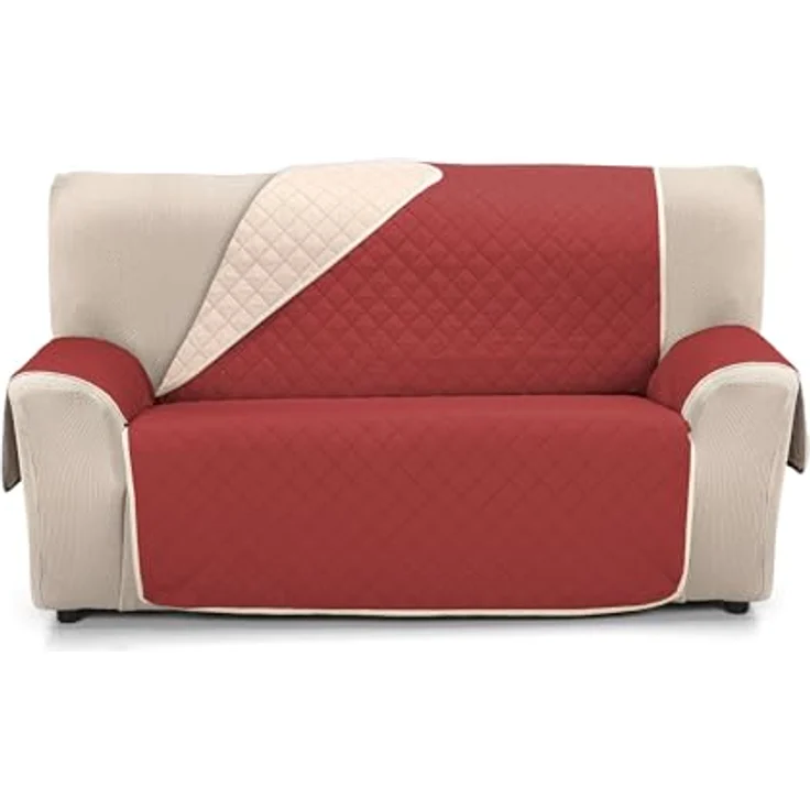 Martina Home Sofaüberwurf, gesteppt, wendbar, 3-Sitzer, Beige, Rot – Bild 2