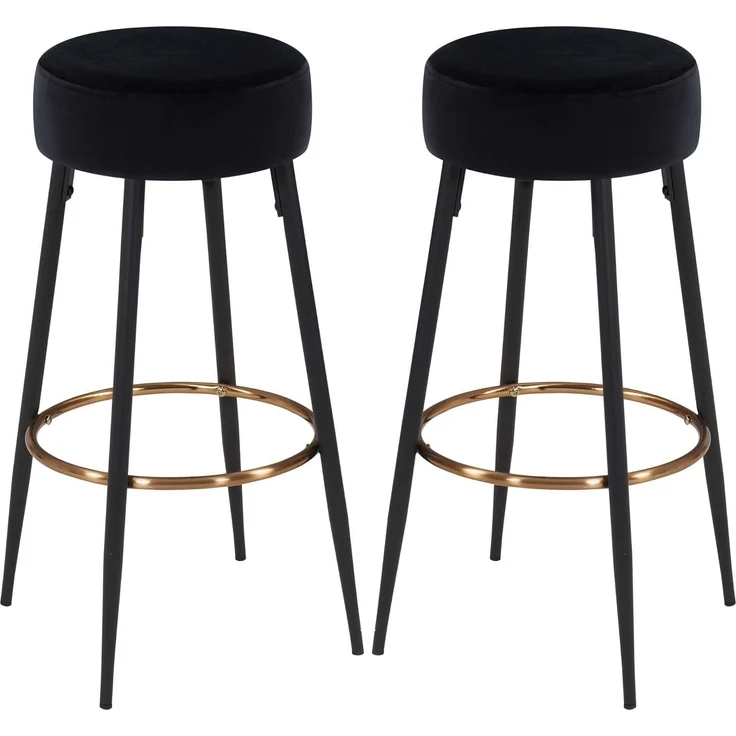 Duhome Barhocker (5168F), Barstühle 2er Set Runde Tresenhocker Samt Bistrohocker mit Fußstütze – Bild 1