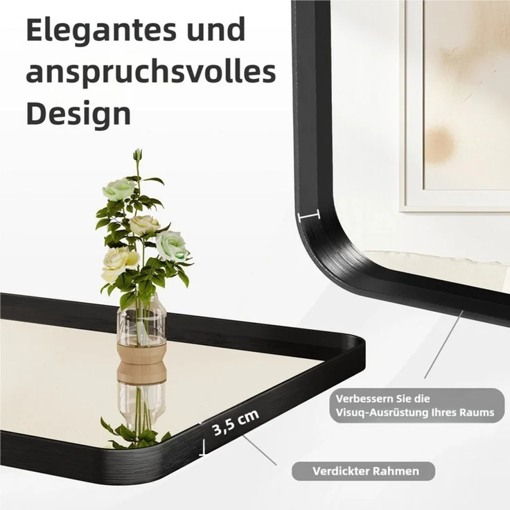 TLGREEN Wandspiegel (Bogen Wandspiegel mit Gold, 66x96cm, Bogen Halbkreisförmig Spiegel, Dekorative Wandspiegel), Horizontal Oder Vertikal Aufgehängt,Schwarz – Bild 3