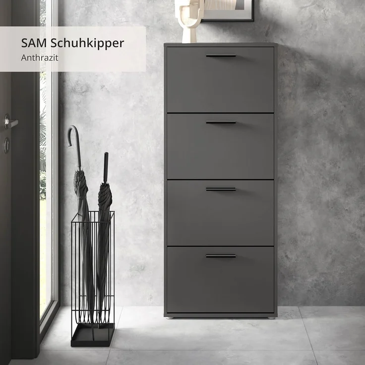 Schuhkipper Silas / Sam, Holzwerkstoff, Anthrazit, 59 x 136 x 17 cm – Bild 3