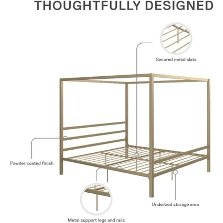 DHP Furniture Modern Canopy Gold Metal Bed Superking – Bild 8