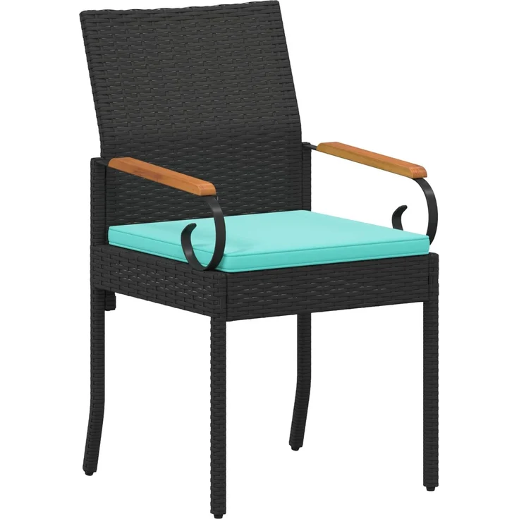 vidaXL Gartenstühle 4 Stk. Schwarz und Türkis Poly-Rattan und Akazie 42025889 – Bild 4