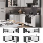 Eckküche Fame-Line Weiß Hochglanz/Anthrazit 190 x 46 cm ohne Arbeitsplatte Vicco